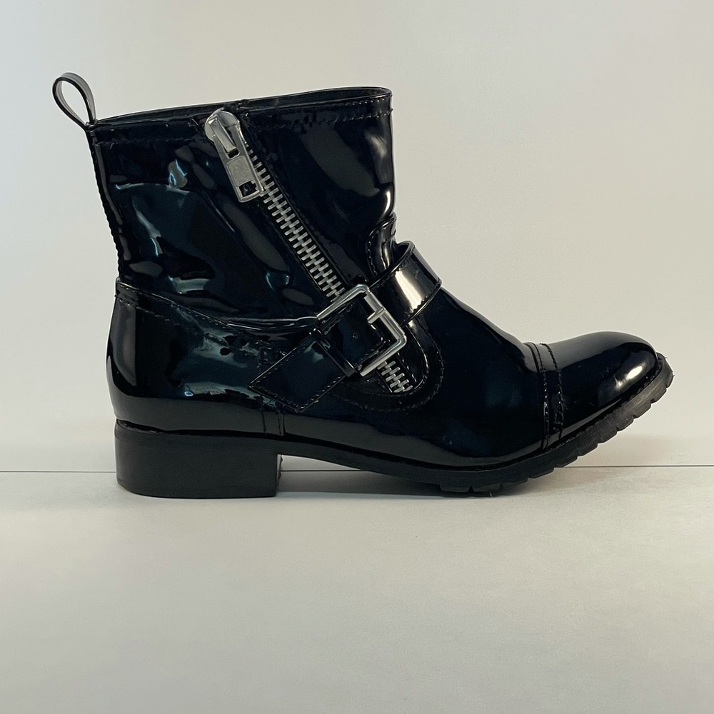 Women’s Shiny Patent Leather Combat Boots